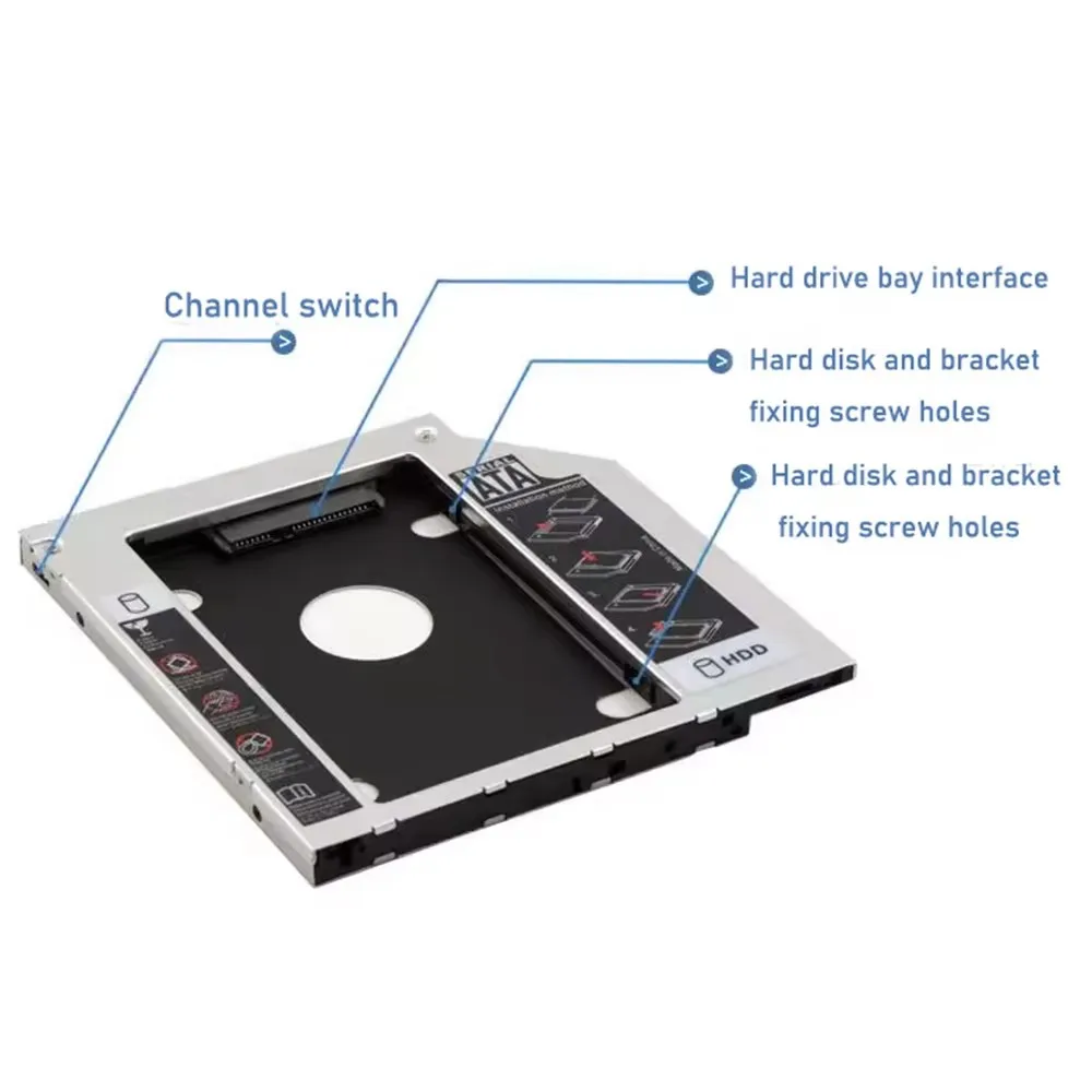 UnionSine 9.0 9.5 12.7mm HDD Caddy SATA 3.0 for 2.5'' SSD Case Hard Disk Drive Adapter for Laptop CD DVD-ROM Optibay - Image 2