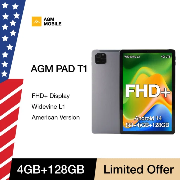 American WIFI Version AGM PAD T1 Tablet 10.95 inch 1200*1920 FHD+ Screen 8（4+4）GB RAM 128GB ROM Android 14 Unisoc T606Tablets