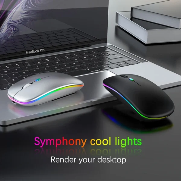 Tablet Phone Computer Bluetooth Wireless Mouse Rechargeable RGB Backlight Mice for iPad PC Laptop Tablet Phone 2.4GHz USB Mouse - Image 6