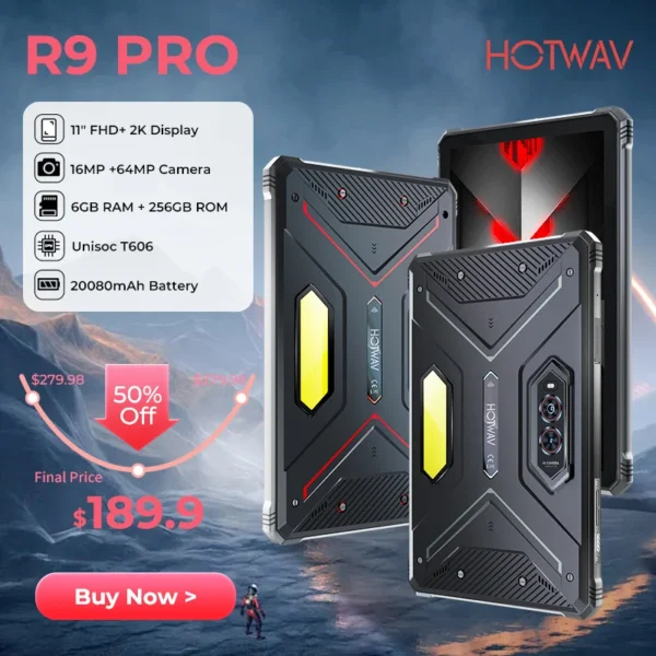 2024 original HOTWAV R9 Pro Rugged Tablets Android 14 11" FHD +20080Mah tablet 16MP+64MP Camera 6GB+256GB Camping light ipad