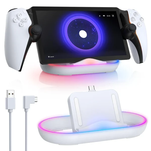 Charging Dock Station for Playstation Portal, Charger Stand for Ps Portal with RGB Light and USB C Charging Cable